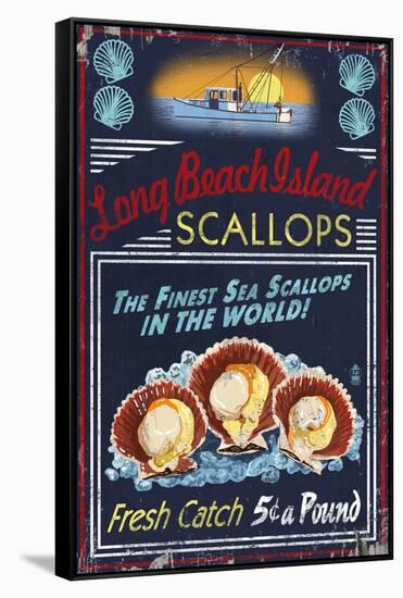 Long Beach Island, New Jersey - Scallops-Lantern Press-Framed Stretched Canvas