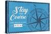 Long Beach Island, New Jersey - Stay the Course - Compass Rose - Blue - Lantern Press Artwork-Lantern Press-Stretched Canvas