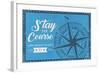 Long Beach Island, New Jersey - Stay the Course - Compass Rose - Blue - Lantern Press Artwork-Lantern Press-Framed Art Print