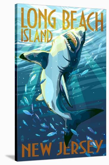 Long Beach Island, New Jersey - Stylized Shark-Lantern Press-Stretched Canvas