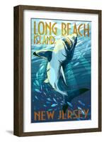 Long Beach Island, New Jersey - Stylized Shark-Lantern Press-Framed Art Print