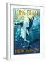 Long Beach Island, New Jersey - Stylized Shark-Lantern Press-Framed Art Print