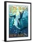 Long Beach Island, New Jersey - Stylized Shark-Lantern Press-Framed Art Print