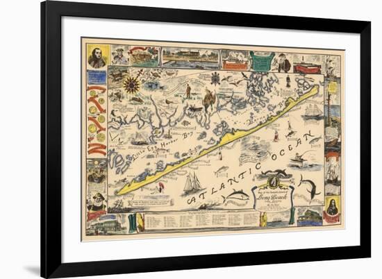 Long Beach Island, New Jersey - Vintage Map - Artwork-Lantern Press-Framed Premium Giclee Print