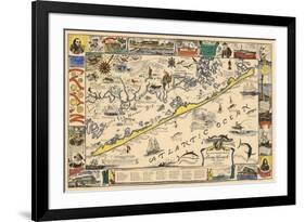 Long Beach Island, New Jersey - Vintage Map - Artwork-Lantern Press-Framed Premium Giclee Print