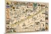 Long Beach Island, New Jersey - Vintage Map - Artwork-Lantern Press-Mounted Premium Giclee Print