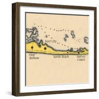 Long Beach Island, New Jersey - Vintage Map (square) 3 of 4-Lantern Press-Framed Art Print