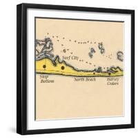 Long Beach Island, New Jersey - Vintage Map (square) 3 of 4-Lantern Press-Framed Art Print