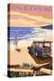 Long Beach Island, New Jersey - Woody on Beach-Lantern Press-Stretched Canvas