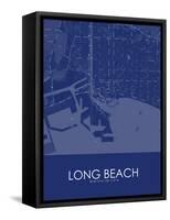 Long Beach, United States of America Blue Map-null-Framed Stretched Canvas