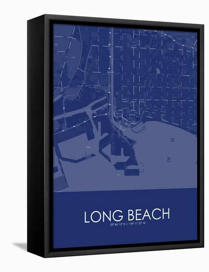 Long Beach, United States of America Blue Map-null-Framed Stretched Canvas