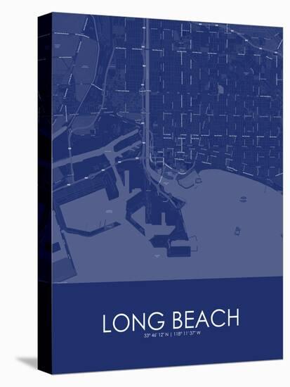 Long Beach, United States of America Blue Map-null-Stretched Canvas