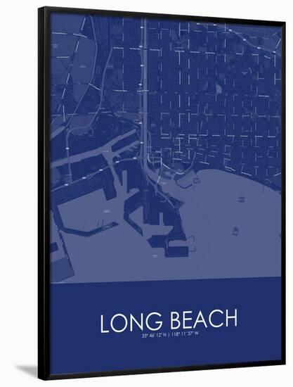 Long Beach, United States of America Blue Map-null-Framed Poster