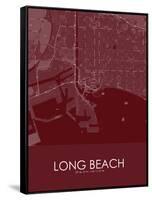 Long Beach, United States of America Red Map-null-Framed Stretched Canvas