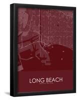 Long Beach, United States of America Red Map-null-Framed Poster