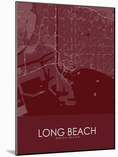 Long Beach, United States of America Red Map-null-Mounted Poster