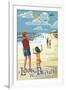 Long Beach, Washington - Kite Flyers-Lantern Press-Framed Art Print