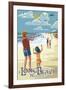 Long Beach, Washington - Kite Flyers-Lantern Press-Framed Art Print