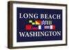 Long Beach, Washington - Nautical Flags-Lantern Press-Framed Art Print