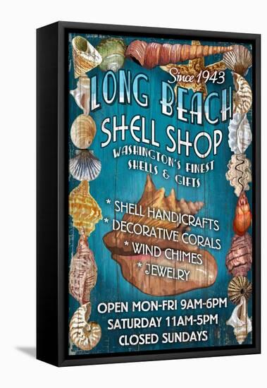 Long Beach, Washington - Shell Shop Vintage Sign-Lantern Press-Framed Stretched Canvas