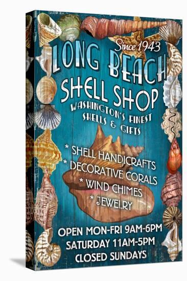 Long Beach, Washington - Shell Shop Vintage Sign-Lantern Press-Stretched Canvas