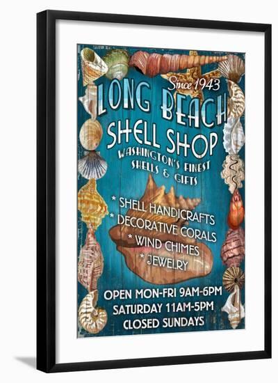 Long Beach, Washington - Shell Shop Vintage Sign-Lantern Press-Framed Art Print