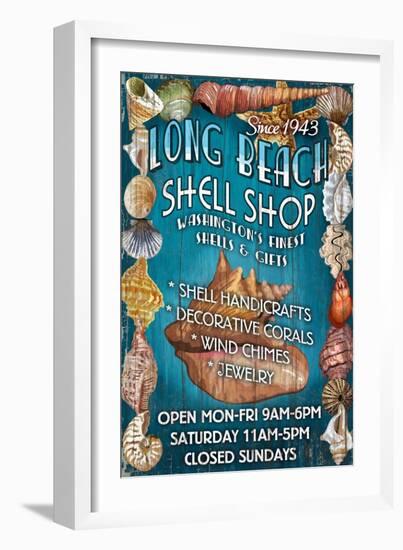 Long Beach, Washington - Shell Shop Vintage Sign-Lantern Press-Framed Art Print