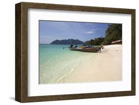 Long Beach with Long-Tail Boats, Koh Phi Phi, Krabi Province, Thailand, Southeast Asia, Asia-Stuart Black-Framed Photographic Print