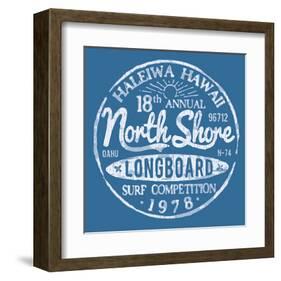 Long Board Competition Haleiwa-null-Framed Art Print