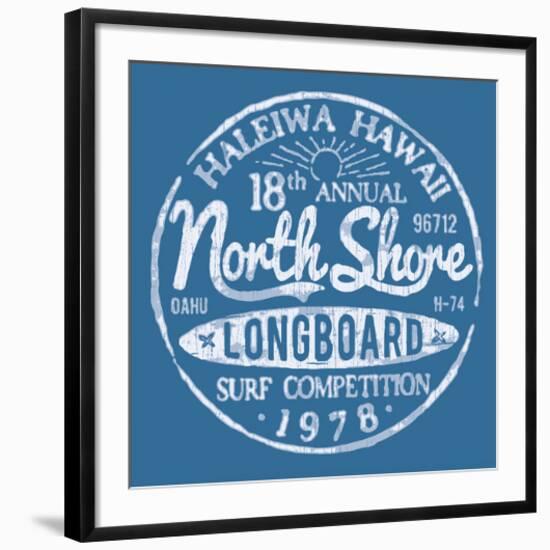 Long Board Competition Haleiwa-null-Framed Art Print