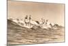 Long Board Surfers off California-null-Mounted Art Print