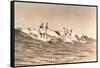 Long Board Surfers off California-null-Framed Stretched Canvas