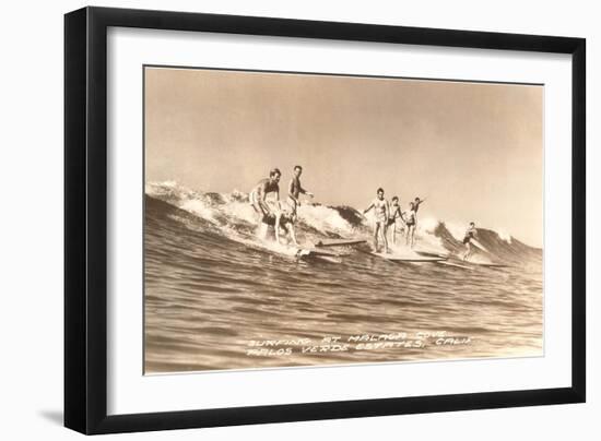 Long Board Surfers off California-null-Framed Art Print