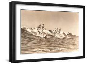 Long Board Surfers off California-null-Framed Art Print