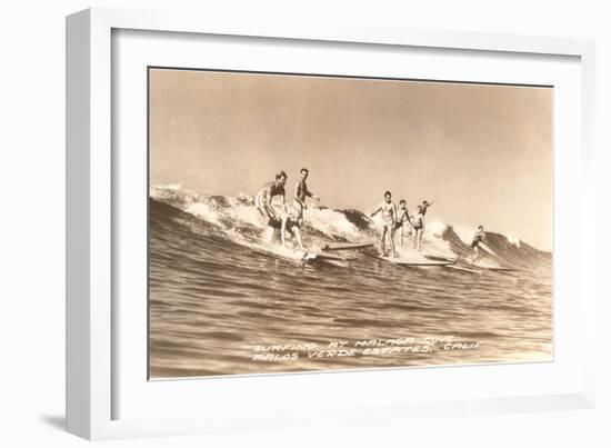 Long Board Surfers off California-null-Framed Art Print