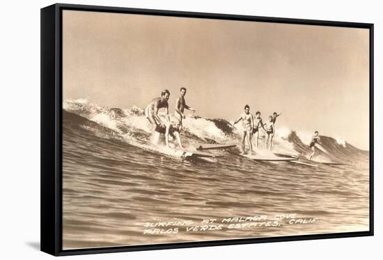 Long Board Surfers off California-null-Framed Stretched Canvas