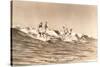 Long Board Surfers off California-null-Stretched Canvas