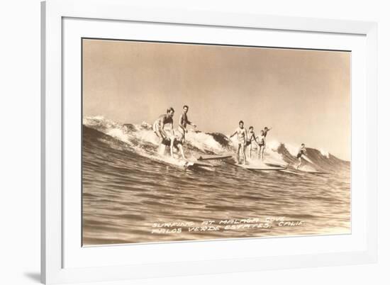 Long Board Surfers off California-null-Framed Art Print