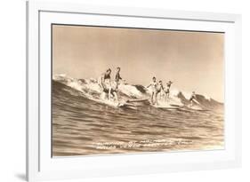 Long Board Surfers off California-null-Framed Art Print