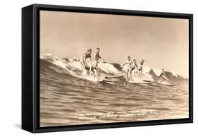 Long Board Surfers off California-null-Framed Stretched Canvas