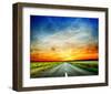 Long Country Road to Sunset-null-Framed Art Print