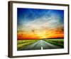 Long Country Road to Sunset-null-Framed Art Print