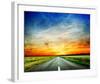 Long Country Road to Sunset-null-Framed Art Print