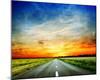 Long Country Road to Sunset-null-Mounted Art Print