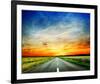 Long Country Road to Sunset-null-Framed Art Print