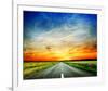 Long Country Road to Sunset-null-Framed Art Print