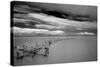 Long Exposure Black and White Seascape Landscape during Dramatic Evening in Winter-Veneratio-Stretched Canvas