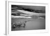 Long Exposure Black and White Seascape Landscape during Dramatic Evening in Winter-Veneratio-Framed Photographic Print