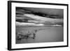 Long Exposure Black and White Seascape Landscape during Dramatic Evening in Winter-Veneratio-Framed Photographic Print