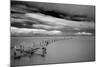 Long Exposure Black and White Seascape Landscape during Dramatic Evening in Winter-Veneratio-Mounted Photographic Print